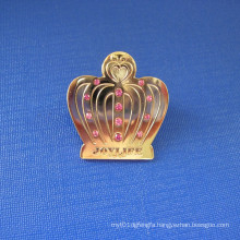 Crown Shape Lapel Pin Brass Badge with Diamond (GZHY-LP-031)